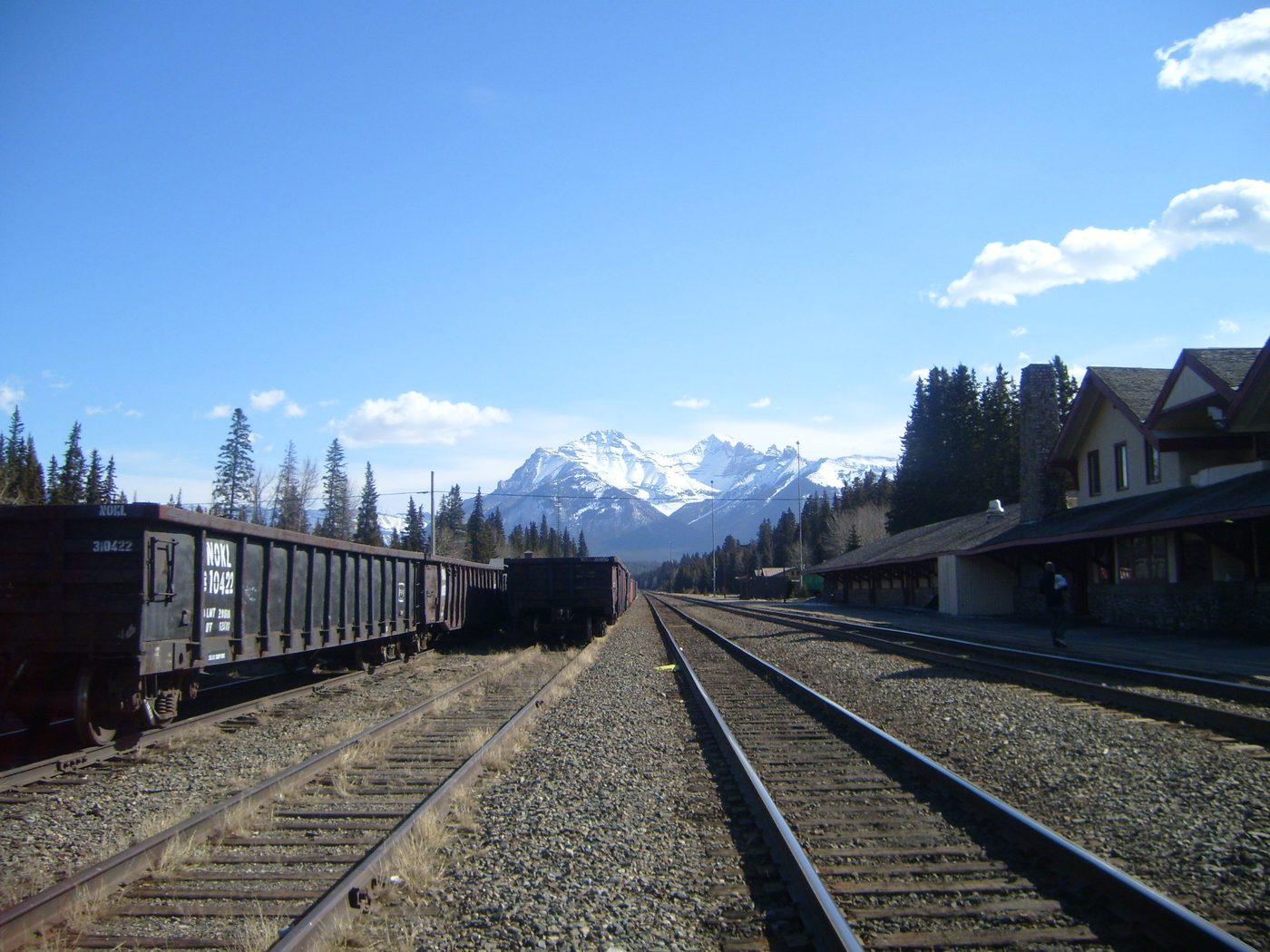 Railway tracks stretching into the mountains