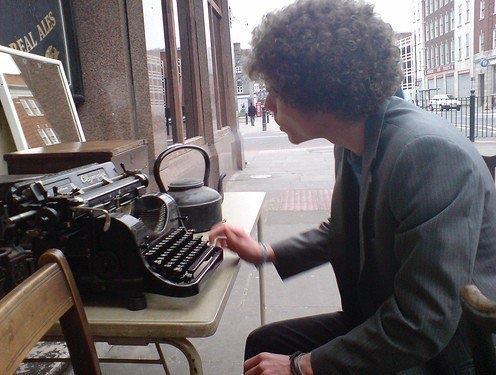 Writing on a typewriter